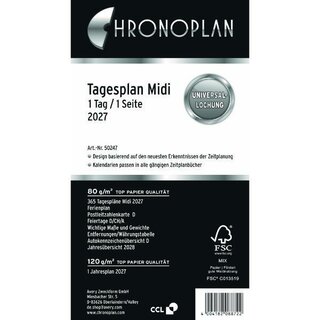 Chronoplan Jahresplaner 50246 Midi, 1T/1S, A5, Jahresset, 2027
