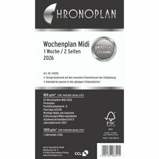 Chronoplan Jahresplaner 50256 Midi, 1W/2S, A5, Jahresset,...