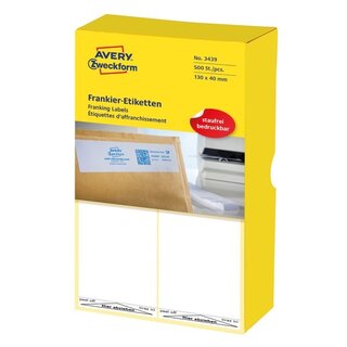 Frankier-Etiketten Avery Zweckform 3439, 130 x 40mm (LxB), wei, 500 Stck