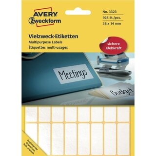 Mini-Etiketten Avery Zweckform 3323, 38 x 14mm (LxB), wei, 29 Blatt/928 Stck