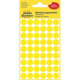 Markierungspunkte Avery Zweckform 3144, D 12 mm, gelb,...