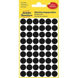 Markierungspunkte Avery Zweckform 3140, D 12mm, schwarz,...