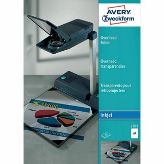 Overhead-Folie Avery Zweckform 2502, A4, transparent, Strke: 0,11mm, 50 Stck