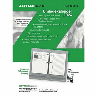 Zettler Umlegekalender 336, 1T/2S, 80 x 10,8cm, passend f�r 331-0000, 2027