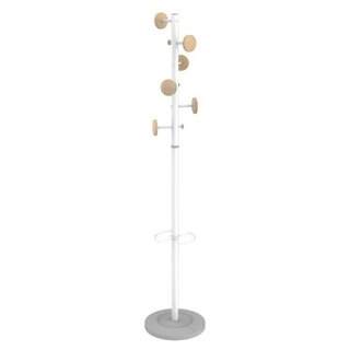 Garderobe Alba Music, Größe: 175cm, Metall/Holz, weiß/silber