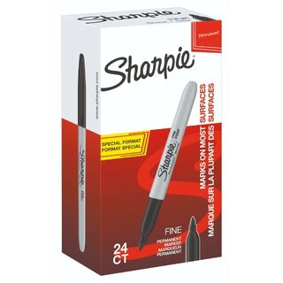 Permanentmarker Sharpie, Strichstrke: 1 mm, Rundspitze, schwarz, 24 Stck