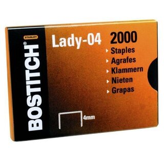 Heftklammern Bostitch Lady 04, verzinkt, 2000 Stück