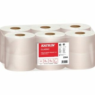 Toilettenpapier Katrin 2504, Gigantrolle, 2-lagig, 1200 Blatt, 12 Stck