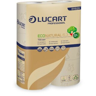 Toilettenpapier Lucart 811929 Econatural, Kleinrolle, 3-lagig, 250 Blatt, 30St