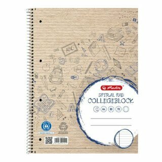 Collegeblock Herlitz 100050219, A4, liniert, 60g, 4fach gelocht, RC, 80 Blatt
