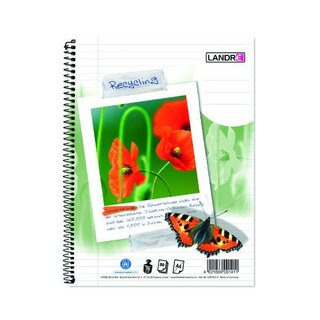 Collegeblock Landre 340408027, A4, liniert, 60g, 4fach gelocht, RC, 80 Blatt