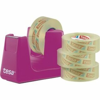 Tischabroller Tesa 53909, inkl. 4 Klebefilme, 19mm x 33m, pink