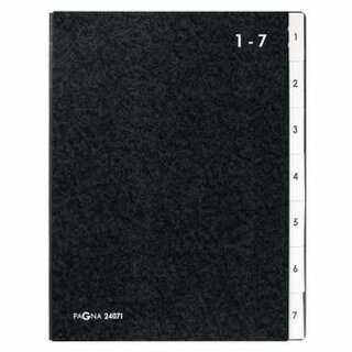 Pultordner Pagna 24071, Tabs 1-7, Einband aus Hartpappe, schwarz
