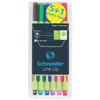 Fineliner Schneider Line-Up, Strichstrke: 0,4 mm, sortiert, 6 Stck