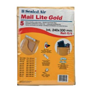 Luftpolstertaschen Mail Lite G/4 Innenmae: 230x330mm goldgelb 5St