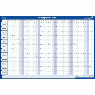 Legamaster Jahresplaner 7-420021-26, 60 x 90cm, Karton 400g, 2026