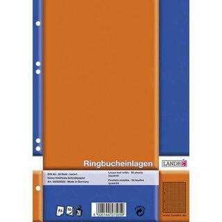 Ringbucheinlagen Landre 392505022, A5, kariert, 50 Blatt