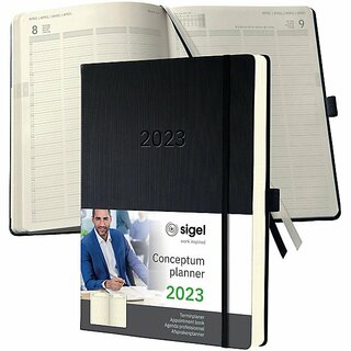 Sigel Buchkalender C2604, Conceptum, 1T/1S, Hardcover, A4, schwarz, 2026