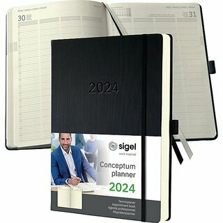 Sigel Buchkalender C2604, Conceptum, 1T/1S, Hardcover, A4, schwarz, 2027