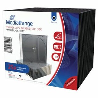 CD/DVD-Hlle MediaRange Box32-25 Slim Case transparent/schwarzes Tray 25 Stck