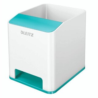 Stiftekcher Leitz 5363 WOW Sound, wei/eisblau