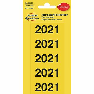 Inhaltsschilder Avery Zweckform 43-221, 2021 60 x 26mm (BxH), 100 Stck