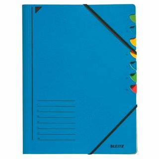 Ordnungsmappe Leitz 3907, 7 Fächer, mit Gummizug, blau