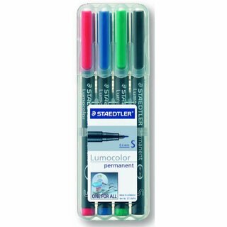 OHP-Stift Staedtler Lumocolor 313S, wasserfest, Strichstrke: 0,4mm, 4er Etui