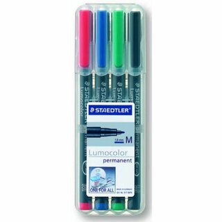 OHP-Stift Staedtler Lumocolor 317M, wasserfest, Strichstrke: 1,0mm, 4er Etui