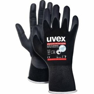 Mechanikschutzhandschuhe Uvex Phynomic AirLite A, Gre 7, grau/schwarz, 10 Paar