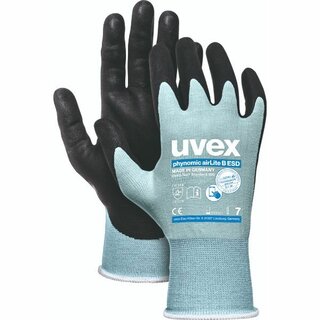 Mechanikschutzhandschuhe Uvex Phynomic AirLite B, Gre 7, swz/hellblau, 10 Paar