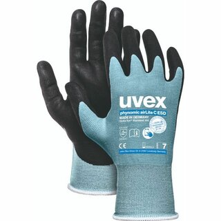 Mechanikschutzhandschuhe Uvex Phynomic AirLite C, Gre 7, swz/hellblau, 10 Paar