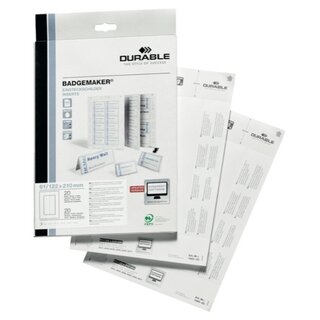 Einsteckschilder Durable 1460, für 8052, weiß, 20 Stück