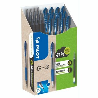 Druckgelschreiber Pilot G2, Strke: 0,7, blau, 12 Stck + 12 Refiller