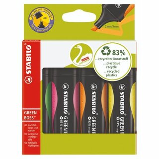 Textmarker Stabilo Green Boss, sortiert, 4 Stück