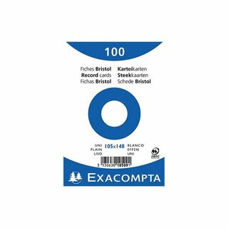 Karteikarte Exacompta A6 Blanko weiß, 100 Stück