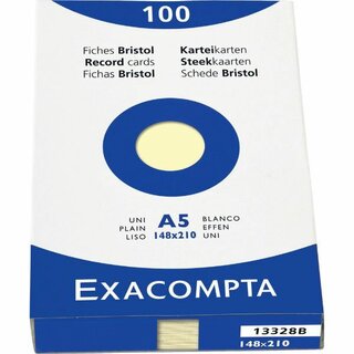 Karteikarten von Exacompta K5 A5 blanko gelb, 100 Sück