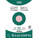 Karteikarten Exacompta, A5 liniert, 205g, rosa, 100 Stck