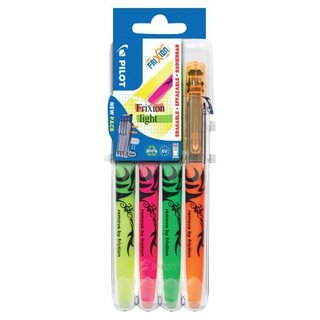 Frixion Textmarker PILOT Strichbreite 3,8 mm, 4er Set, grn, gelb, orange, pink