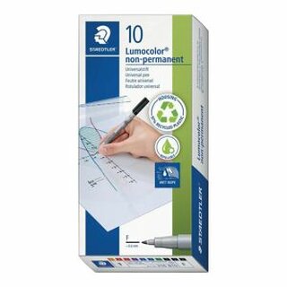 STAEDTLER OH-Stift Lumocolor 316 B10, non-perm., F / 0,6 mm, 6farb., 10 Stck