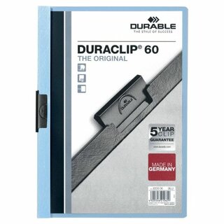 Klemmmappe Durable Duraclip 2209, A4, Fassungsvermgen: 60 Blatt, hellblau