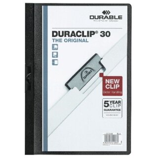 Klemmmappe Durable Duraclip 2200, A4, Fassungsvermgen: 30 Blatt, schwarz