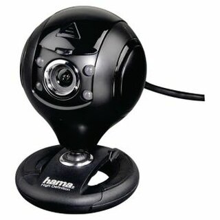 HD-Webcam, Hama, Spy Protect, HD-Qualitt in 16:9, swz, integriertes Mikrofon