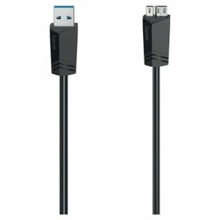 Micro-USB-3.0-Kabel, Hama, 0.75m, schwarz, 5 Gbit/s Datenbertragung