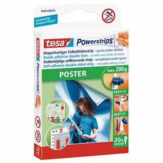 Tesa 58003 Powerstrips Poster-Klebestreifen, 20 St�ck