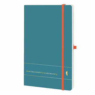 Chronobook Buchkalender 50456 Midi, 1W/2S, 13,5 x 21cm, petrol blau, 2026