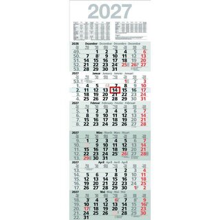 B�hner 6-Monatskalender M6MF, 6M/1S, 30 x 81 cm, scharz/rot, 2027