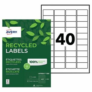 Etiketten Avery LR7654-100 Recycling Adress-Etiketten, 45,7x25,4mm, 4000 Stck