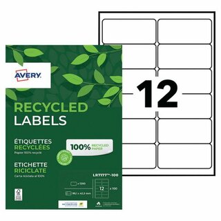 Etiketten Avery LR7177-100 Recycling Adress-Etiketten, 99,1x42,3mm, 1200 Stck