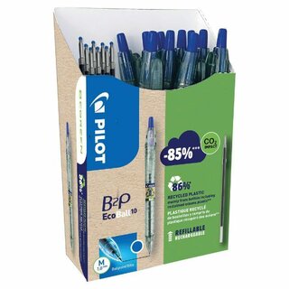 Kugelschreiber Pilot B2P Ecoball, Medium 1mm, blau, 10 Stck + 10 Refill